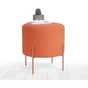 Taburet Copper 42, portocaliu, material textil/bumbac, 40x42 cm