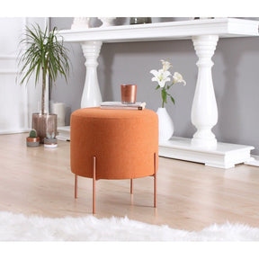 Taburet Copper 42, portocaliu, material textil/bumbac, 40x42 cm