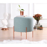 Taburet Copper 43, turcoaz, material textil/bumbac, 40x42 cm