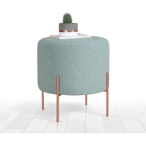 Taburet Copper 43, turcoaz, material textil/bumbac, 40x42 cm