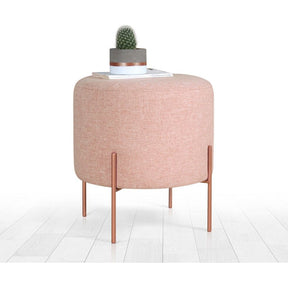 Taburet Copper 44, roz, material textil/bumbac, 40x42 cm