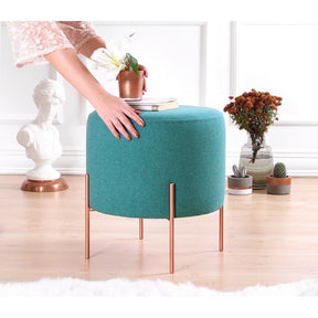 Taburet Copper 45, verde, material textil/bumbac, 40x42 cm