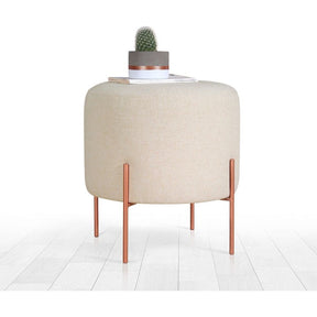 Taburet Copper 46, crem, material textil/bumbac, 40x42 cm