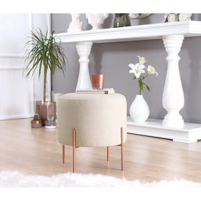 Taburet Copper 46, crem, material textil/bumbac, 40x42 cm