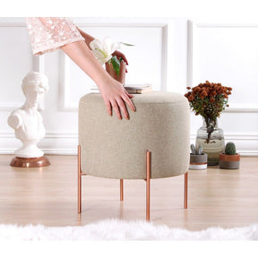 Taburet Copper 48, bej, material textil/bumbac, 40x42 cm