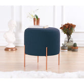 Taburet Copper 50, albastru, material textil/bumbac, 40x42 cm