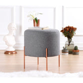 Taburet Copper 51, gri deschis, material textil/bumbac, 40x42 cm
