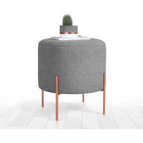 Taburet Copper 51, gri deschis, material textil/bumbac, 40x42 cm