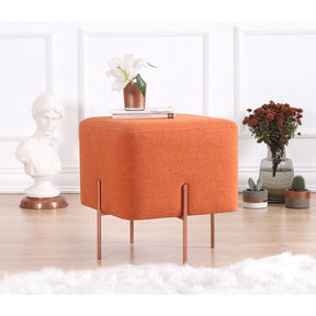 Taburet Copper 53, portocaliu, material textil/bumbac, 40x40x42 cm