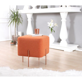Taburet Copper 53, portocaliu, material textil/bumbac, 40x40x42 cm