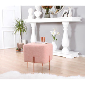 Taburet Copper 56, roz, material textil/bumbac, 40x40x42 cm