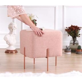 Taburet Copper 56, roz, material textil/bumbac, 40x40x42 cm