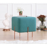 Taburet Copper 57, verde, material textil/bumbac, 40x40x42 cm