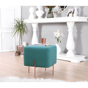 Taburet Copper 57, verde, material textil/bumbac, 40x40x42 cm