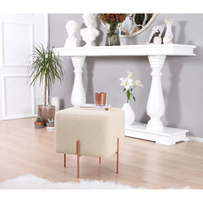 Taburet Copper 58, crem, material textil/bumbac, 40x40x42 cm
