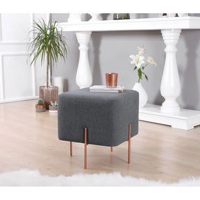 Taburet Copper 59, gri, material textil/bumbac, 40x40x42 cm