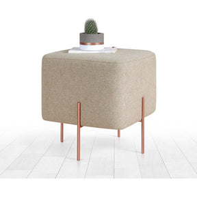 Taburet Copper 60, bej, material textil/bumbac, 40x40x42 cm