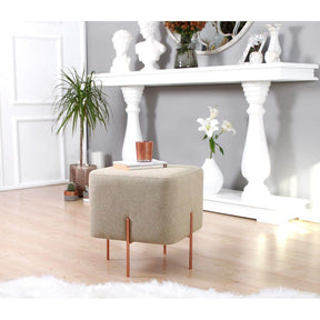 Taburet Copper 60, bej, material textil/bumbac, 40x40x42 cm