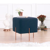 Taburet Copper 62, albastru, material textil/bumbac, 40x40x42 cm