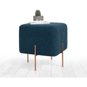 Taburet Copper 62, albastru, material textil/bumbac, 40x40x42 cm