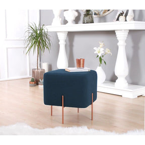Taburet Copper 62, albastru, material textil/bumbac, 40x40x42 cm