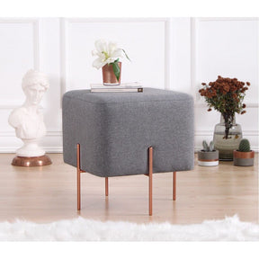 Taburet Copper 63, gri, material textil/bumbac, 40x40x42 cm