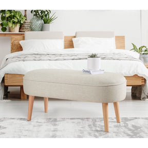 Bancheta Lednok, crem, material textil, 100x40x47 cm