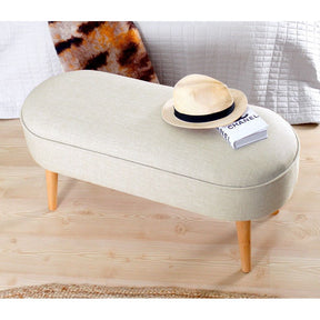 Bancheta Lednok, crem, material textil, 100x40x47 cm