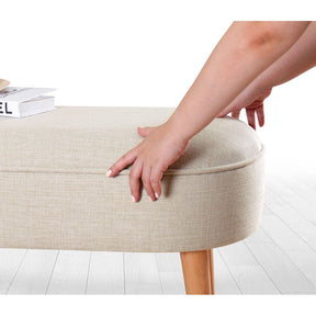 Bancheta Lednok, crem, material textil, 100x40x47 cm