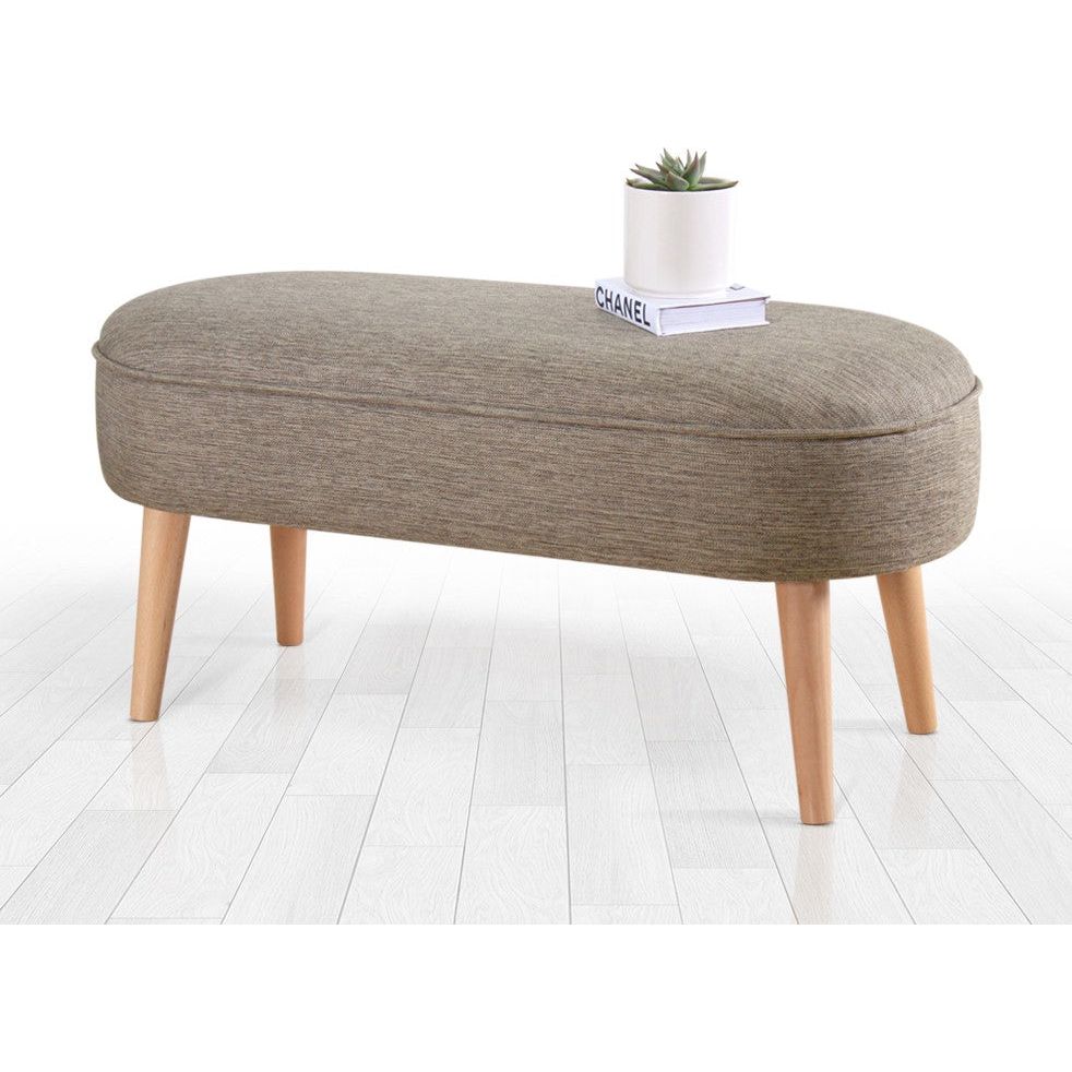 Bancheta Lednok, gri deschis, material textil, 100x40x47 cm