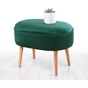 Taburet Moile, verde, lemn/stofa catifelata, 63x44x47 cm
