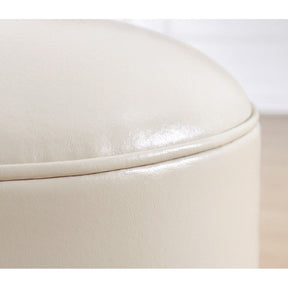 Taburet Milotte, crem, lemn/piele ecologica, 42x43 cm
