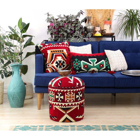 Taburet Bozok v3, multicolor, bumbac/material textil, 40x46 cm