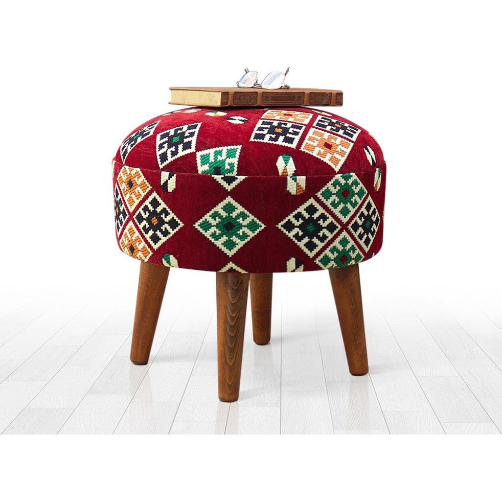 Taburet Melik v2, multicolor, material textil, 46x42 cm