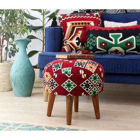 Taburet Melik v2, multicolor, material textil, 46x42 cm