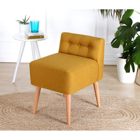 Taburet Moouv 9101, galben, bumbac/lemn, 43x43 cm