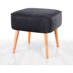 Taburet Moouv 7081, albastru, catifea/lemn, 45x45x43 cm
