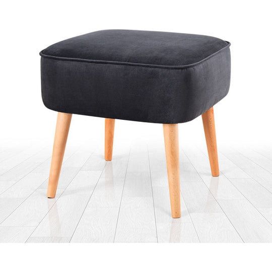 Taburet Moouv 7081, albastru, catifea/lemn, 45x45x43 cm