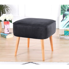 Taburet Moouv 7081, albastru, catifea/lemn, 45x45x43 cm