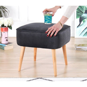 Taburet Moouv 7081, albastru, catifea/lemn, 45x45x43 cm