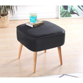 Taburet Moouv 7081, albastru, catifea/lemn, 45x45x43 cm
