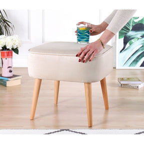 Taburet Moouv 7083 alb, catifea, 45x45x43 cm