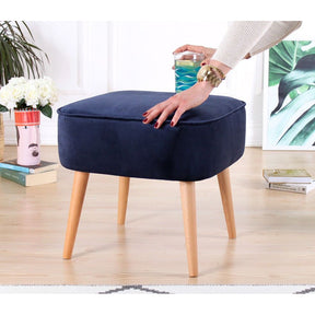 Taburet Moouv 7084, albastru, catifea, 45x45x43 cm