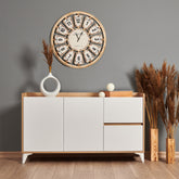 Comoda Tuvalle 032, alb/stejar, PAL, 140x40x78 cm