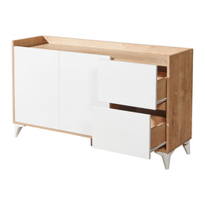 Comoda Tuvalle 032, alb/stejar, PAL, 140x40x78 cm