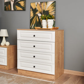 Comoda Tuvalle 026, alb/stejar, PAL, 80x49x90 cm