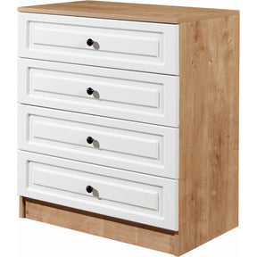 Comoda Tuvalle 026, alb/stejar, PAL, 80x49x90 cm