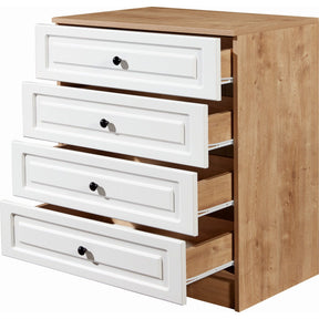 Comoda Tuvalle 026, alb/stejar, PAL, 80x49x90 cm