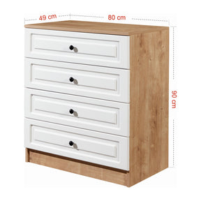 Comoda Tuvalle 026, alb/stejar, PAL, 80x49x90 cm