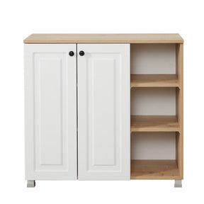 Comoda Tuvalle 018, alb/stejar, PAL, 90x37x85 cm
